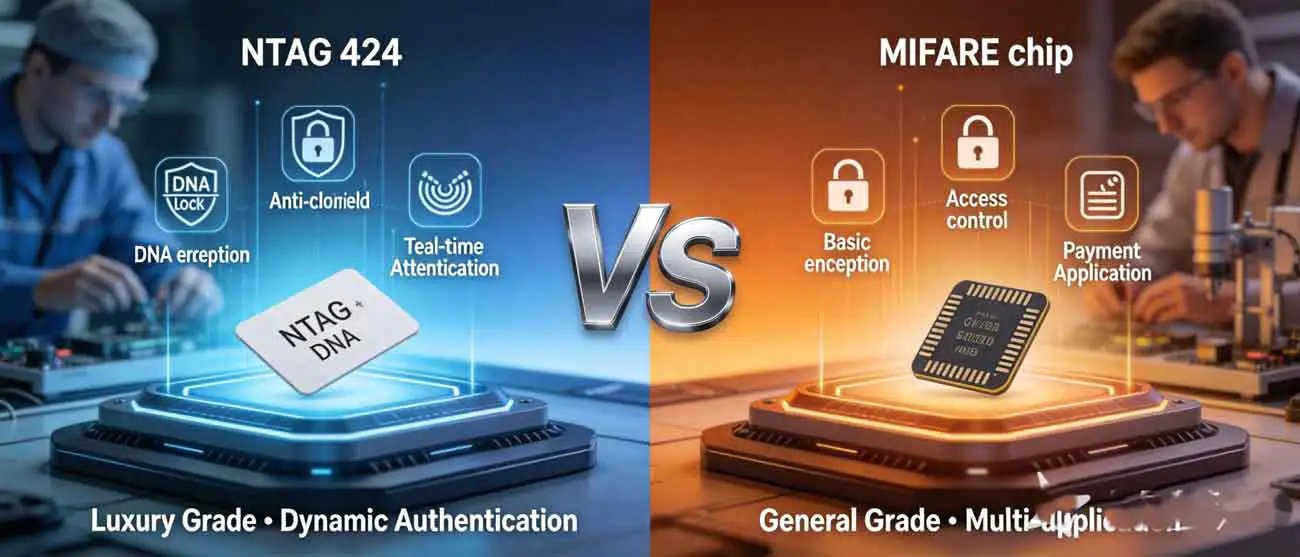 NTAG 424 DNA vs MIFARE Chips in Global Luxury Anti-Counterfeiting Performance-MTOB RFID