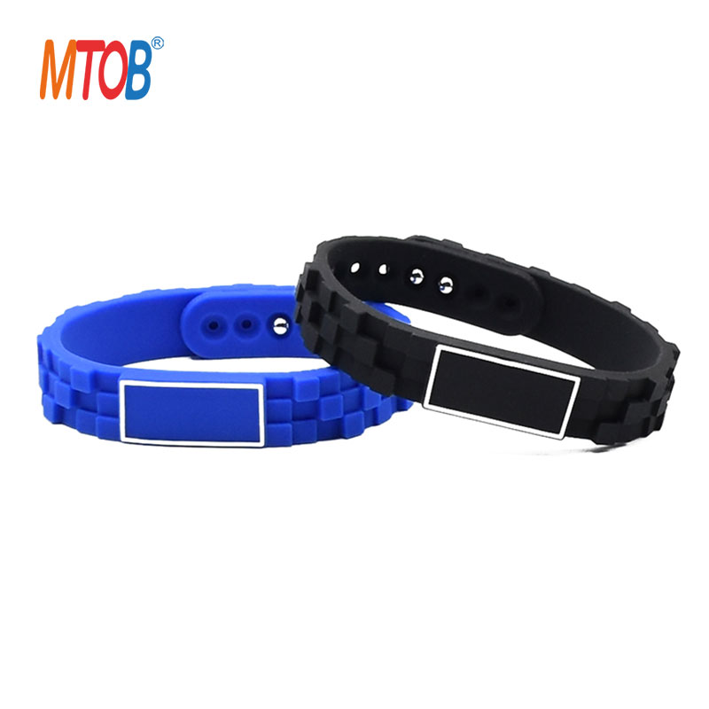 Blue and black Adjustable Silicone Programmable RFID Bracelet