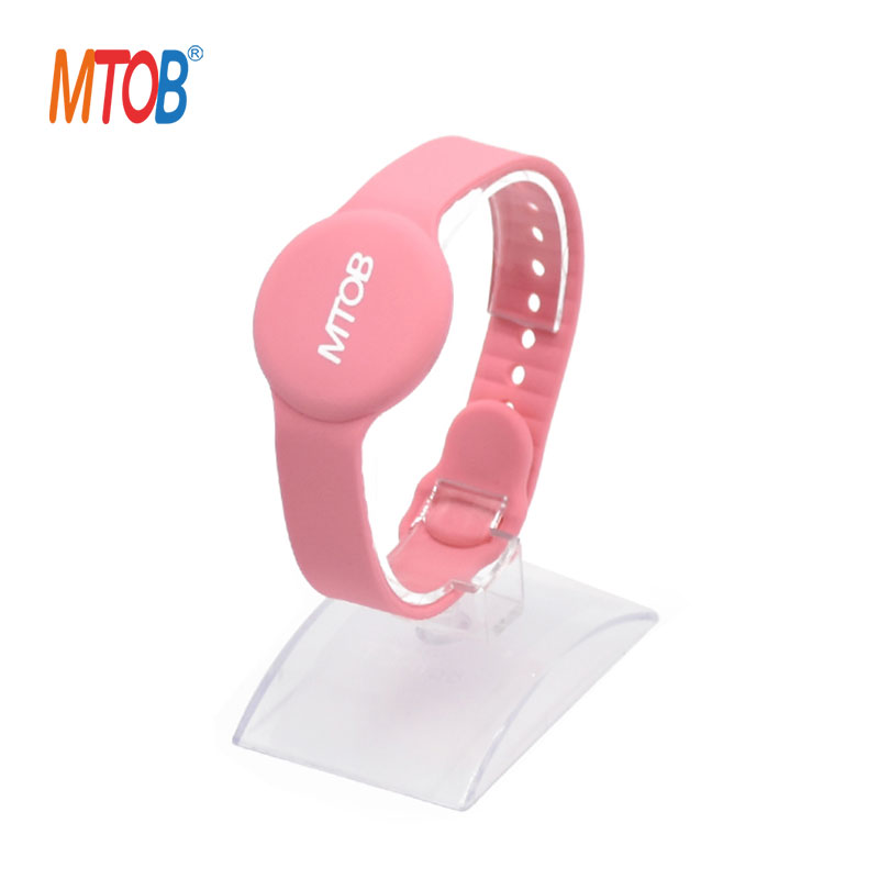 Pink Silicone RFID Access Control Wristbands Waterproof NFC Bracelets