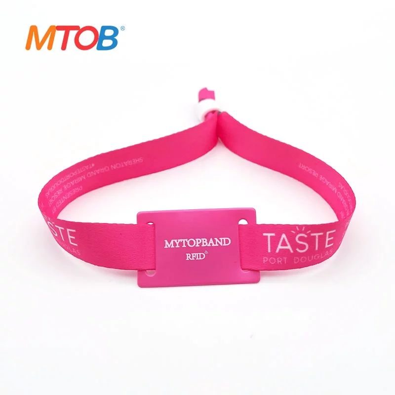 Fabric RFID Festival Wristbands with Soft Plastic Slider Card