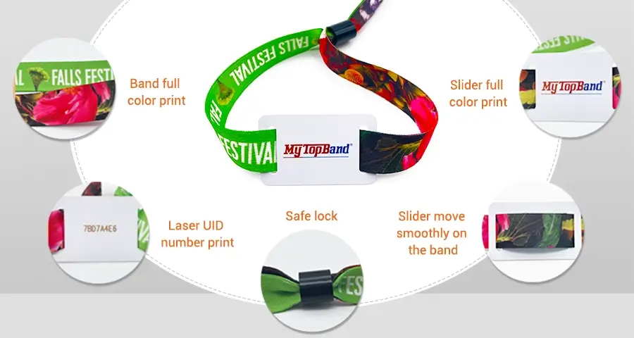 Full Color Printed MIFARE 1K Woven RFID Wristband for Events-MTOB RFID