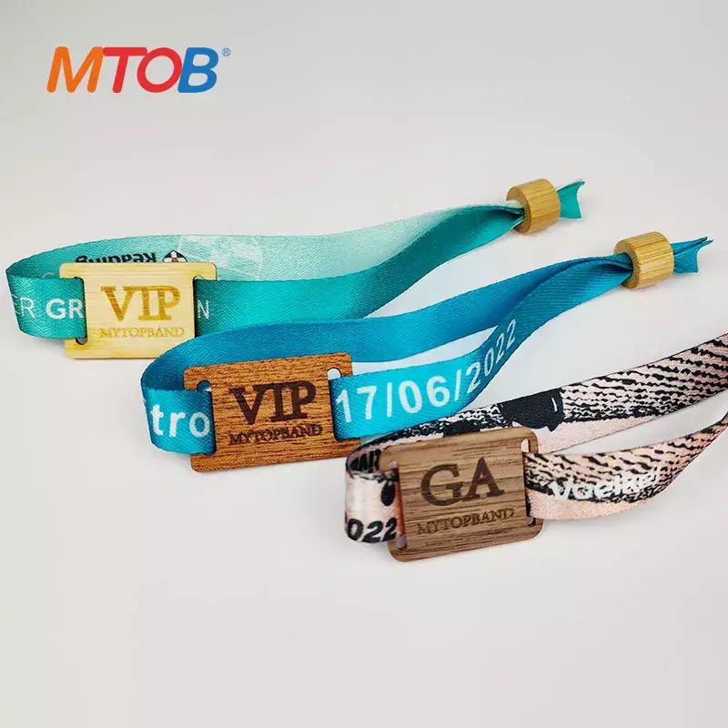 Recycled RPET Fabric Wristband with Wood Chip Card