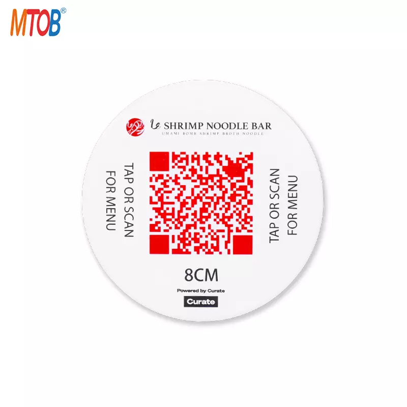 Round NFC Menu Tag with QR Code Printing