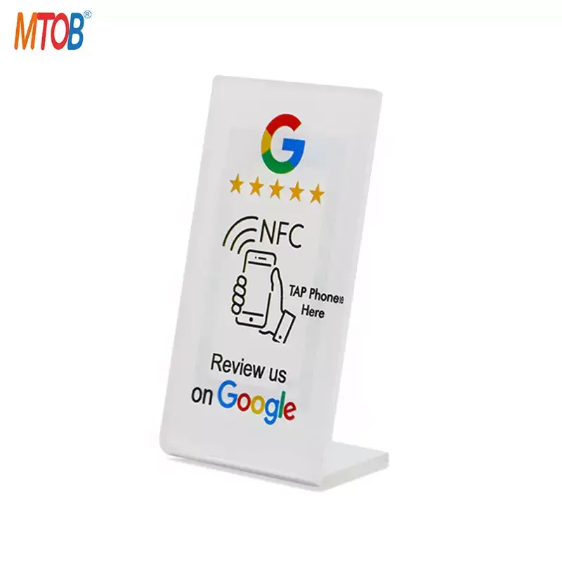 White Acrylic Google Review NFC Stand